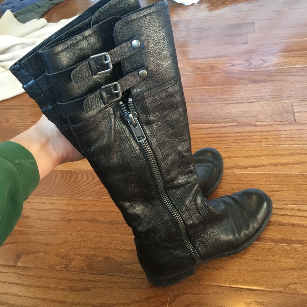 Edgy Black Leather Knee-High Boots